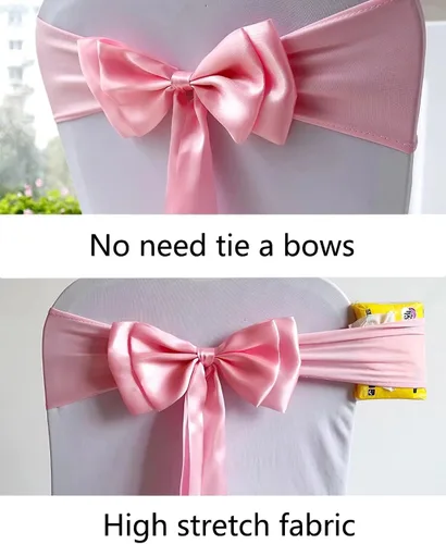 Vista 6 de 6 bandas elásticas para silla, lazos dobles, bandas de elastano para decoración de bodas, fiestas, cumpleaños, banquetes, suministros de Navidad