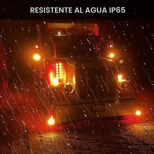 Vista 5 de Partswcgg - 2 luces LED de doble cara de 4 pulgadas, 48 LED, 10 V-30 V Round Double Dual Face Led Fender Pedestal Lights Stop Turn Tail Amber/Red