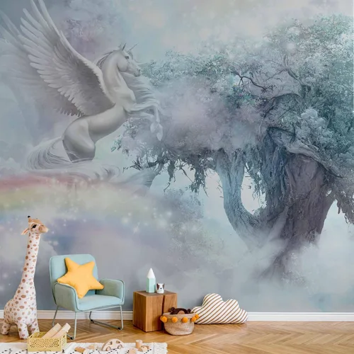 Vista 2 de artgeist Mural Pegaso Unicornio 79x55 pulgadas - Papel pintado no tejido de forro polar Decoración de pared Impresión fotográfica Diseño de imagen