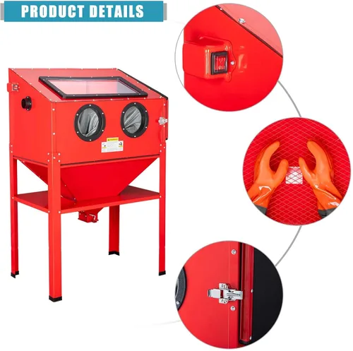 Vista 5 de Gabinete de chorro de arena de aire de 60 galones 60-125 PSI, Large Steel Construction, Includes Gun & 4 Ceramic Nozzles, For Rust, Paint, Stain