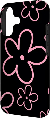 Vista 2 de Pink Black Flower Retro Modern Boho Floral Aesthetics Case for iPhone 17