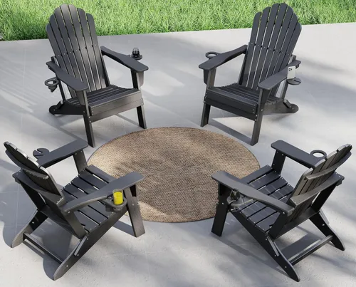 Vista 21 de Plawdlik Silla Adirondack plegable de gran tamaño mejorada 2026, silla para hoguera resistente de 380 libras con respaldo extra alto de 37.8