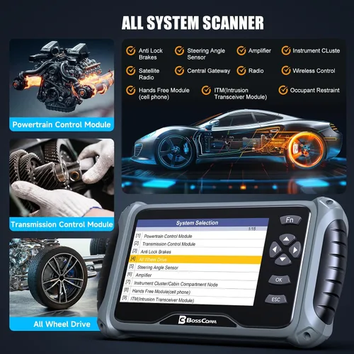Vista 3 de Herramienta de diagnóstico del escáner BOSSCOMM IF745 2026, lector de código de motor de verificación con 6 reinicios, purgadora de ABS, aceite
