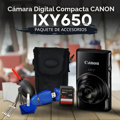 Vista 2 de ULTIMAXX El paquete de accesorios incluye: cámara digital compacta IXY650 + 64 GB Micro Extreme PRO + kit de limpieza de arranque + Micro SD de alta