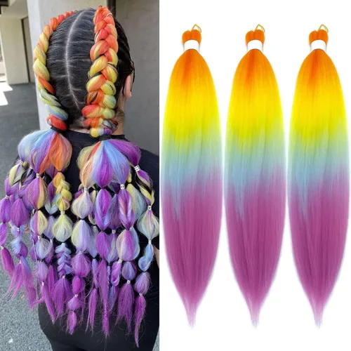 Vista 37 de Pelo trenzado corto 1B negro preestirado Extensiones de pelo trenzado para niños para trenzas de caja sin nudos, pelo trenzado preestirado de 16