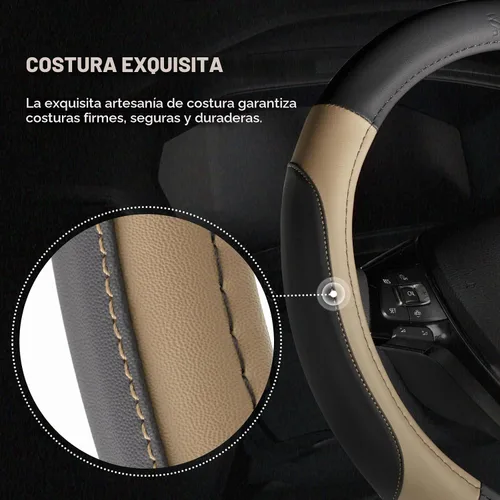 Vista 8 de FLORICH Funda para volante de automóvil, fundas de cuero de microfibra con forro antideslizante, protector elástico transpirable para volante