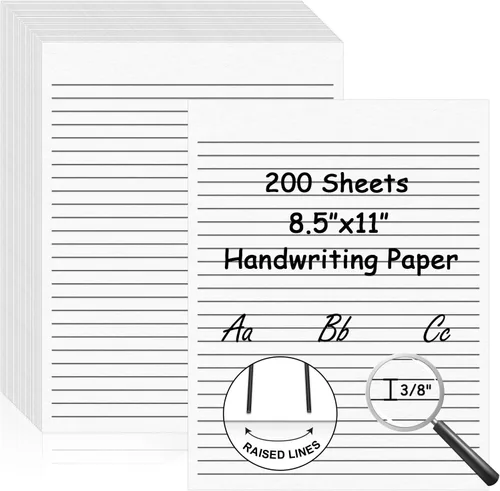 Vista 13 de 50 hojas de papel de escritura a mano de 0.5 pulgadas de ancho de línea