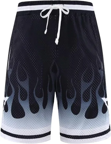 Vista 2 de BOOMLEMON Pantalones cortos de baloncesto para hombre, pantalones cortos deportivos de entrenamiento casual con estampado gráfico de malla