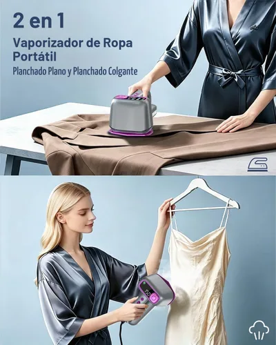 Vista 8 de Vaporizador de mano para ropa, vapor de ropa de viaje para tela Tanque de agua grande de 5.4 fl oz, vaporizador de ropa de 1200 W, 6 modos de vapor