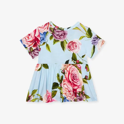 Vista 7 de Posh Peanut Conjunto de dos piezas – Conjunto de camiseta y pantalones cortos de manga corta – Viscosa transpirable de bambú para bebé niña Rosa