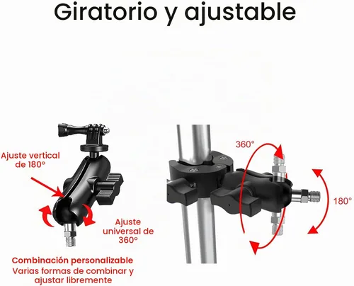 Vista 4 de Adaptador de bola de base de montaje de bola de 1 pulgada con perno roscado de acero inoxidable 1/4-20 compatible con soportes RAM, brazo de bola