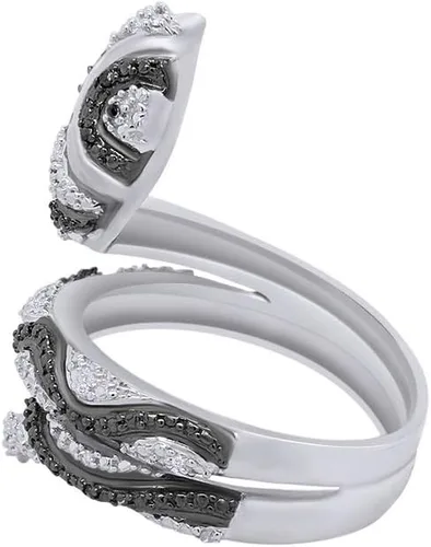 Vista 2 de Jewel Zone US Anillo de compromiso y boda con diamantes naturales en blanco y negro (0,07 quilates)