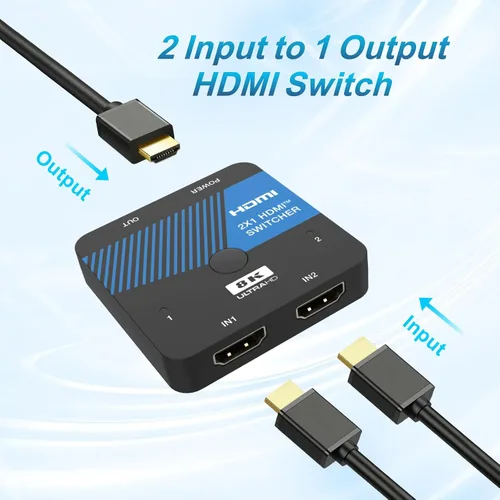 Vista 2 de 8K HDMI Switch 2 en 1 salida 4K @120Hz HDMI Switcher Soporte HDR10+, Dolby Vision, VRR, ALLM