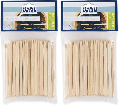 Vista 13 de RSVP International Palillos de bambú compostables para servir y cócteles, aperitivos, 50 unidades, 3.5 pulgadas