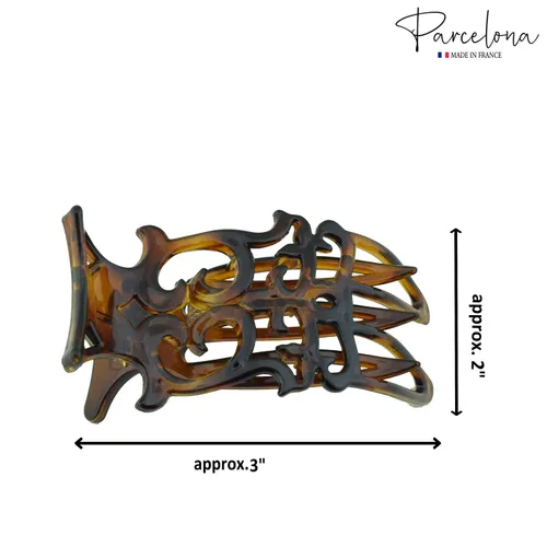 Vista 6 de Parcelona Pequeña diapositiva francesa de celuloide intrincada en la pinza lateral del pelo del deslizador para el pelo fino