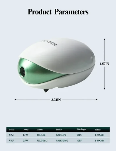 Vista 9 de boxtech Bomba de aire UX3 con kit de burbujas de aire con 1 válvula de retención, 2 ventosas