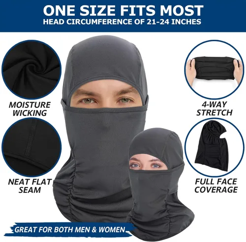 Vista 2 de Headshion Pasamontañas refrescantes para hombres y mujeres, verano, paquete de 2 polainas para el cuello, bandana, diadema, máscara de esquí, forro