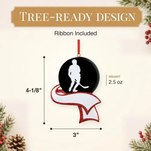 Vista 2 de MAXORA Adorno de Navidad personalizado de hockey hecho a mano personalizado