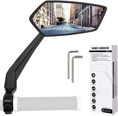 Vista 15 de Arkham Espejo de bicicleta para manillar, espejo retrovisor ajustable de bicicleta giratorio 360, espejo de bicicleta de vidrio HD a prueba