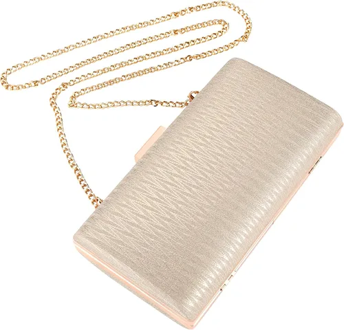 Vista 5 de Rucavono Monederos de mano para mujer, bolsos de mano dorados, bolsos de noche, bolsos clásicos de boda, fiesta, novia, baile de graduación, bolso