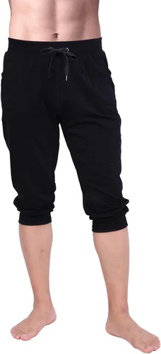 Vista 2 de HDE Pantalones cortos capri de yoga para hombre con bolsillos para correr