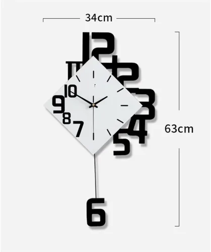 Vista 2 de Home Decoration Clock Wall Clock Modern Decorative with Pendulum Square Simple Wood for Living Room Cafe Restaurant Clocks Wall(34 * 63cm)