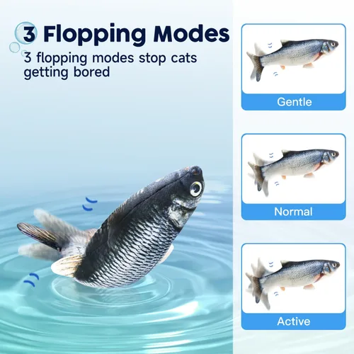 Vista 3 de Potaroma - Juguetes para gatos con SilverVine y menta de gato, pescado en movimiento flexible para perros pequeños, de ejercicio, interactivos