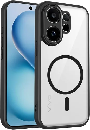 Vista 314 de Funda magnética transparente compatible con Xiaomi 17T, color negro 2 en 1 PC + TPU cubierta de teléfono a prueba de golpes, carcasa protectora