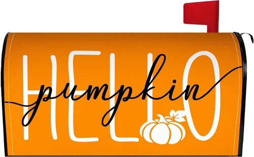 Vista 10 de Funda para buzón de otoño de 21 x 18 pulgadas, fundas para buzón de texto "Hello Fall", diseño de otoño de cosecha de Acción de Gracias, magnéticas