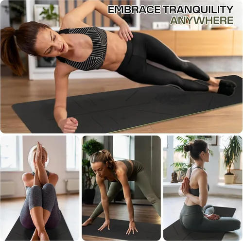 Vista 5 de U&M Yoga Mat Non Slip, 0.24" Thick 72"x24" TPE Yoga Mats for Women Men, Anti-Tear Exercise & Fitness Mat with Carrying Strap, Workout Mats for Yoga