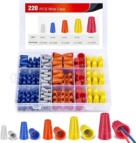 Vista 14 de Nilight Kit de conectores de cable rojo de 100 piezas, tapas de cable eléctrico 14-12 AWG Terminal de cable eléctrico giratorio con resorte