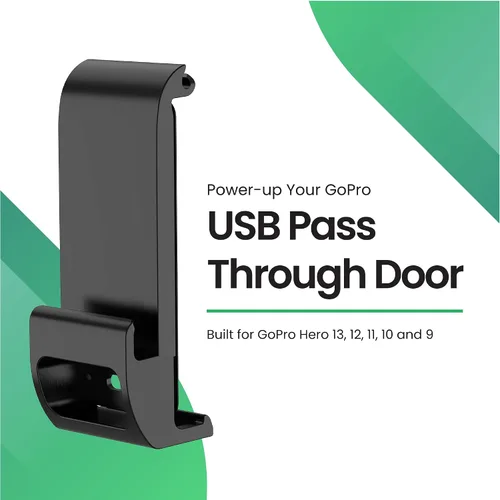 Vista 2 de Puerta de paso para GoPro Hero 13, 12, 11, 10, 9 - Acceso conveniente a la alimentación externa con cable USB-C - Accesorios GoPro resistentes a