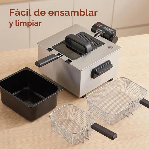 Vista 2 de Pukomc Freidora profunda con cesta 4.5L Temperatura ajustable, contenedor