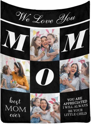 Vista 11 de MyPupSocks Manta personalizada para mamá, regalos personalizados para mamá, manta de cama con fotos, regalos de cumpleaños para mujeres, mamá
