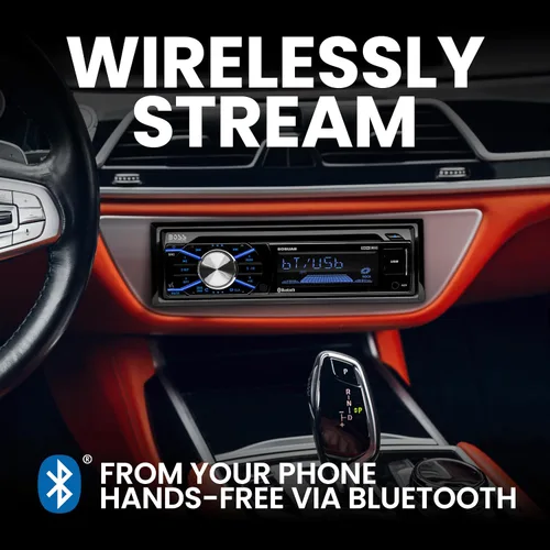 Vista 4 de BOSS Audio Systems 508UAB Estéreo para Auto - Single DIN, Bluetooth, Reproductor de CD, Receptor de Radio AM/FM, Entrada Auxiliar, USB, Micrófono