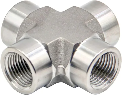 Vista 9 de HFS (R) 1/2" NPT rosca hembra tubería 4 vías cruz acero inoxidable 304 (1/2" hembra NPT)