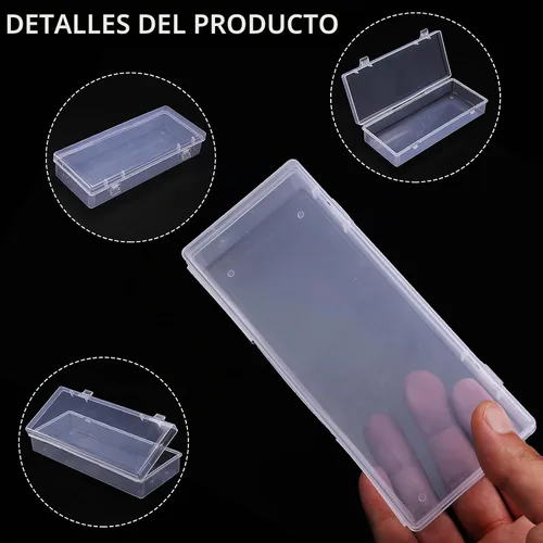 Vista 3 de WLLHYF Paquete de 3 recipientes de almacenamiento pequeños de plástico con tapas con bisagras, caja rectangular de plástico transparente