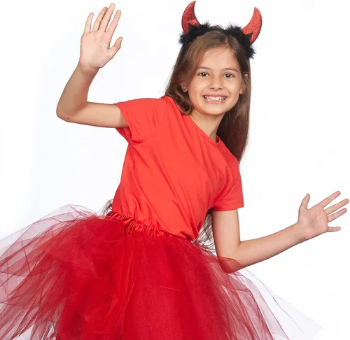 Vista 4 de Funcredible Devil Horns Headband Glitter Devil Ears Headband Devil Costume Accessory Halloween Accessories