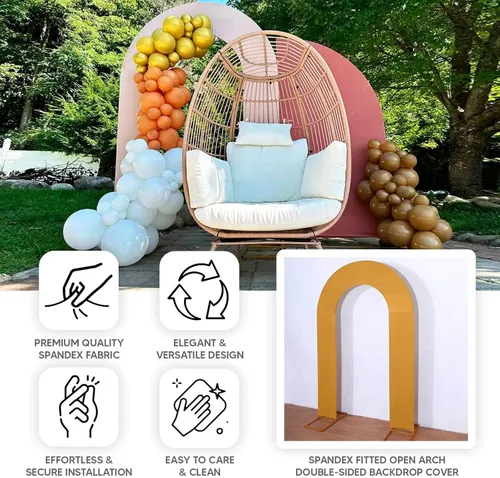 Vista 4 de Efavormart - Funda de arco abierto de elastano beige de 7 pies, doble cara, ajuste cómodo, en forma de U, para bodas escandalosas y decoración