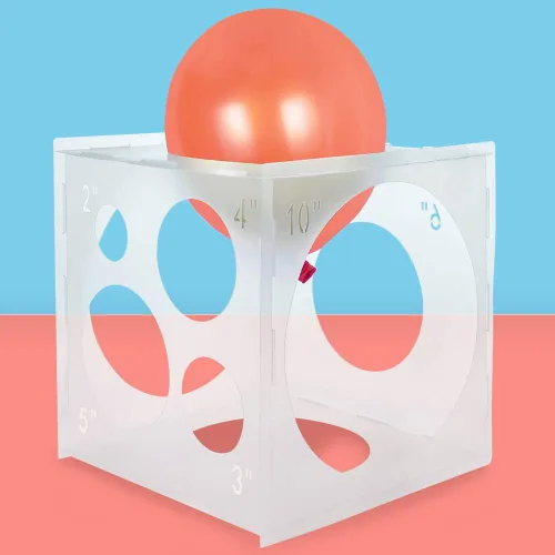 Vista 3 de Pllieay Medidor de globos de 2 a 10 pulgadas, caja de cubo medidor de globos de plástico plegable para decoración de globos, arcos de globos