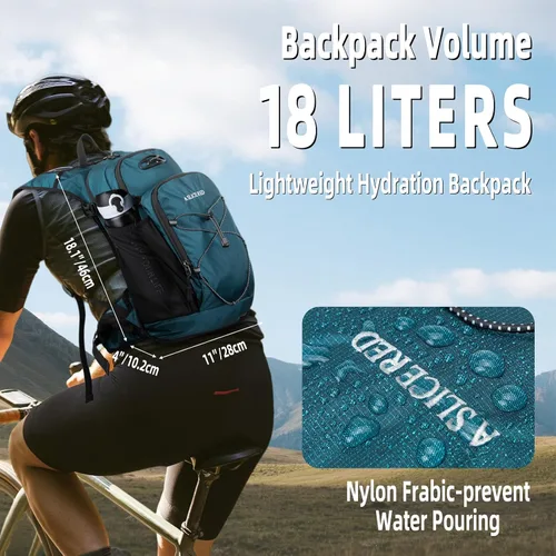 Vista 5 de Mochila de hidratación, mochila de agua ligera para senderismo con vejiga de agua a prueba de fugas de 3 L, paquete de hidratación aislada ideal