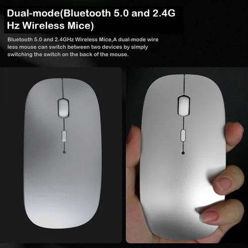Vista 2 de SUNGI Ratón Bluetooth inalámbrico recargable de doble modo (Bluetooth 5.0+USB), silencioso delgado con mouse de computadora DPI ajustable