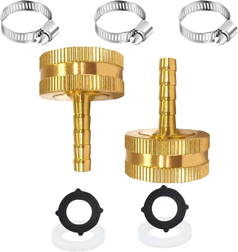 Vista 11 de AOPANDA Conector de reparación de extremo de manguera de agua de latón macizo con púa de 1/4" x rosca GHT hembra de 3/4", incluye abrazaderas