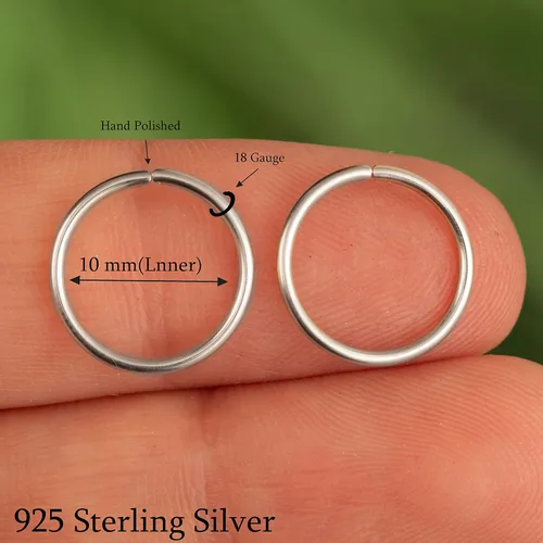 Vista 118 de Aretes de aro de oro de plata – Aretes de aro para mujer, dos piezas de aros de plata fina rellenos de oro, aro de hélice, anillo de tragus, aro