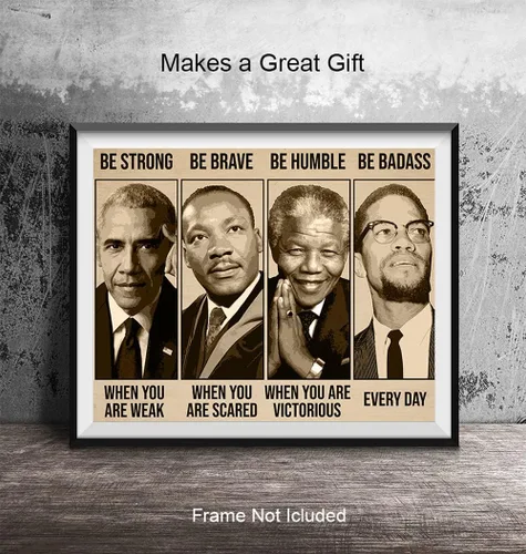 Vista 5 de Arte de pared y decoración afroamericana inspiradora - Sé fuerte, sé valiente, sé increíble - Decoración para el aula - Citas motivacionales