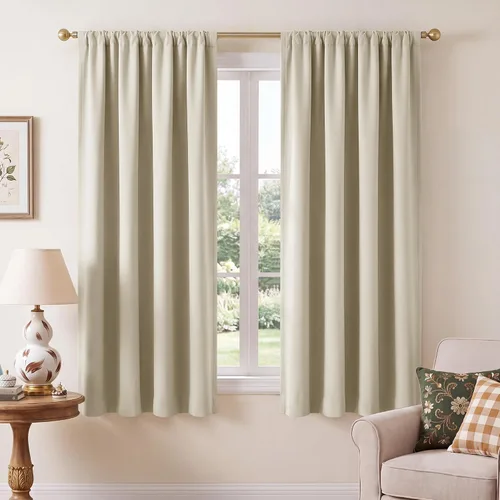 Vista 73 de NICETOWN Biscotti - Cortinas de cocina beige de 36 pulgadas de largo, bolsillo para barra, 100% opacas, casuales y relajantes, tratamientos