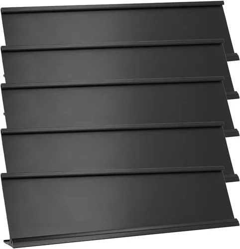 Vista 6 de ExcelMark Soporte de placa de identificación de aluminio de 2 x 8 pulgadas para escritorio, soporte de letrero de puerta de negocios de oficina Negro