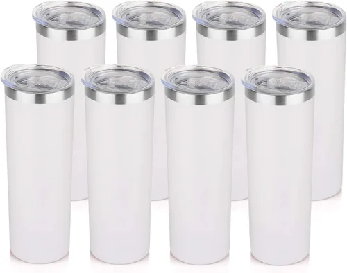 Vista 11 de HASLE OUTFITTERS Juego de vasos delgados de 20 onzas a granel, vasos delgados aislados de acero inoxidable con tapas, tazas de café reutilizables