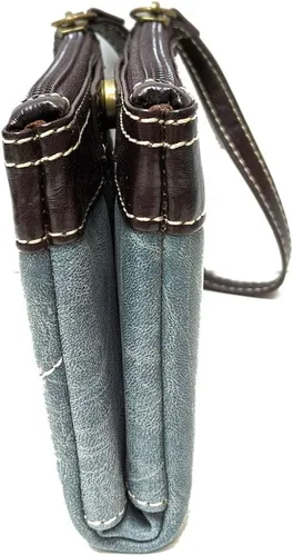 Vista 8 de Chala Bolsos, estilo casual, suave, bolso de hombro grande o cruzado con llavero, color azul marino (solo hobo marino y juego de cartera índigo)