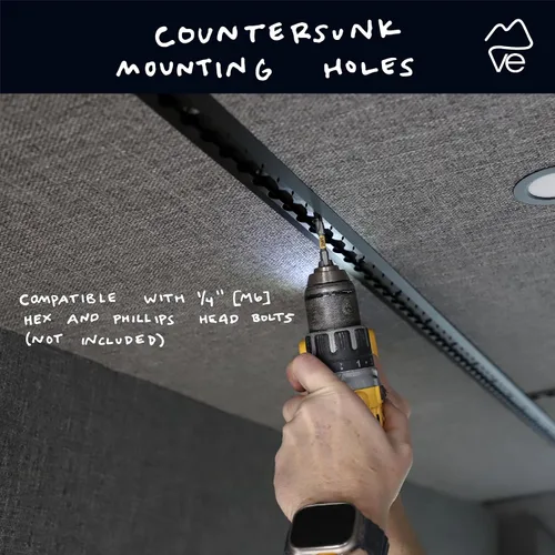Vista 4 de VanEssential 48" Venture Track T-6 Aluminio L-Track anodizado negro (empotrado profundo HD 1/2 pulgada) - 2 unidades Negro - Empotrable Deep HD 1/2
